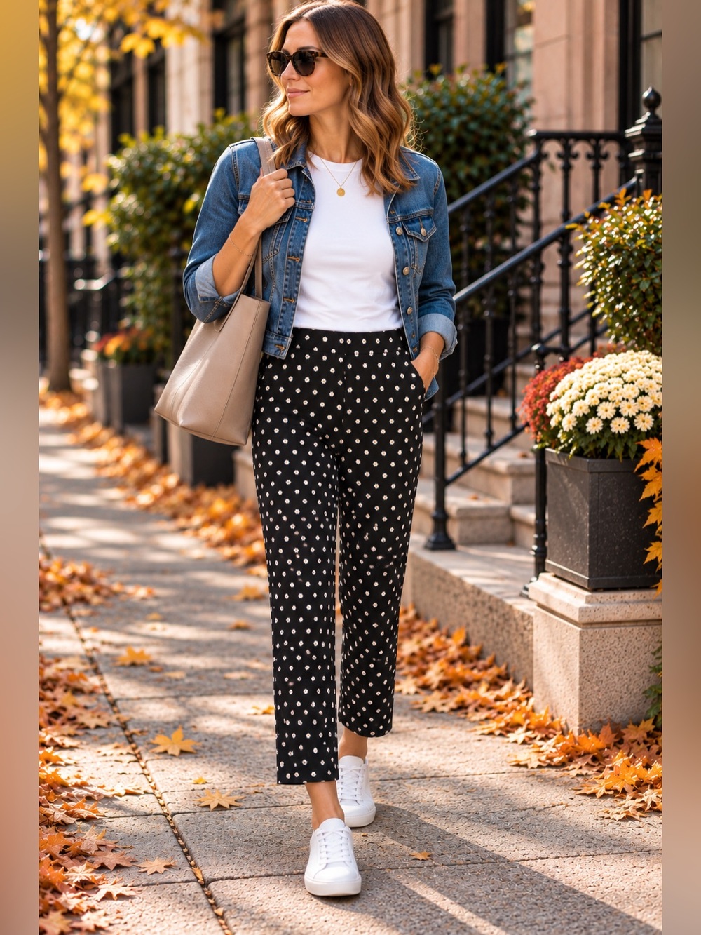 Anthropologie Daisy Print Pull On Cropped Straight Leg Pants XS Black